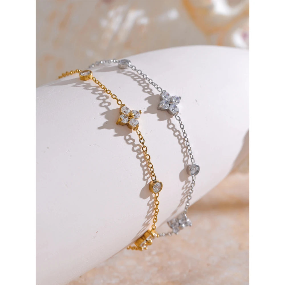 Cubic Flower Chain Bracelet