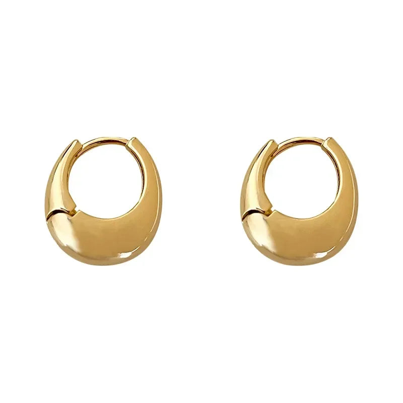 Vintage Smooth Metal Chunky Hoop Earrings