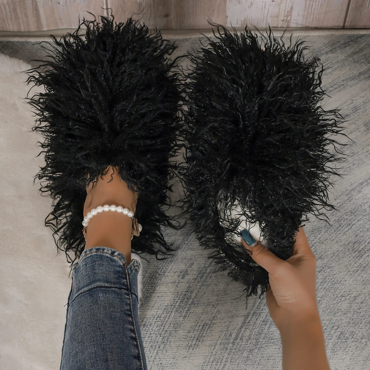 Luxury Furry Faux Slippers