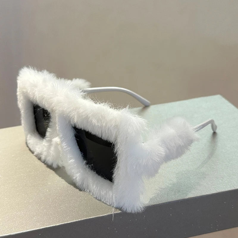 Oversized Square Women Sunglasses Furry Frame Shades