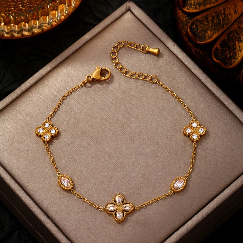 Gold Plated Lucky Clover Bracelet