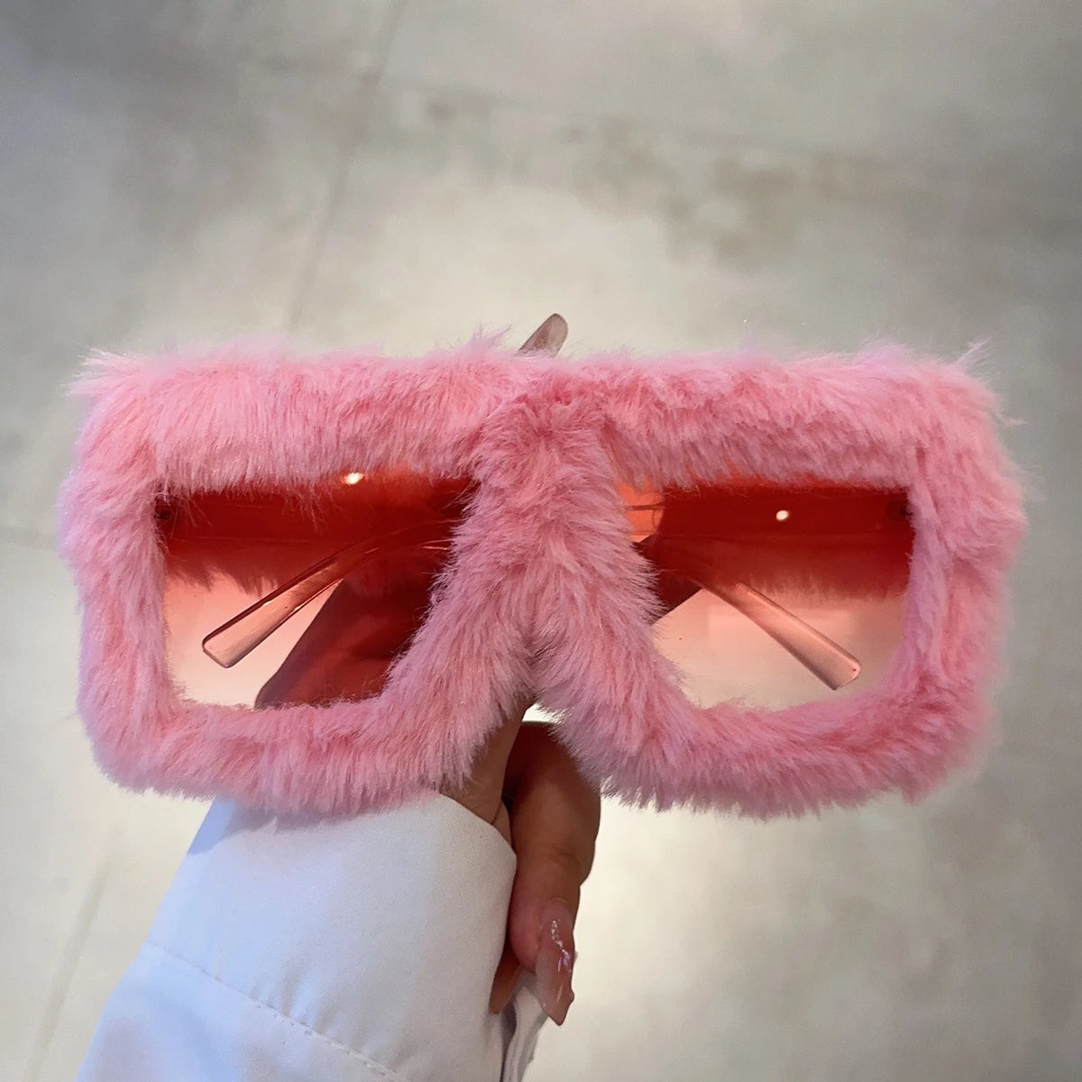 Oversized Square Women Sunglasses Furry Frame Shades