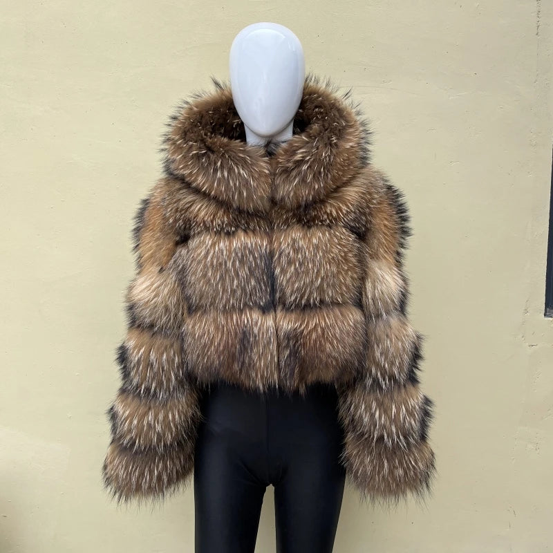 Women Hooded Fur Coat