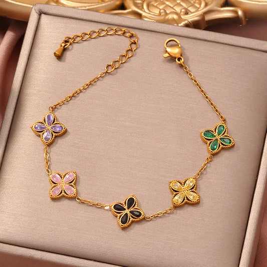 Gold Plated Lucky Clover Bracelet