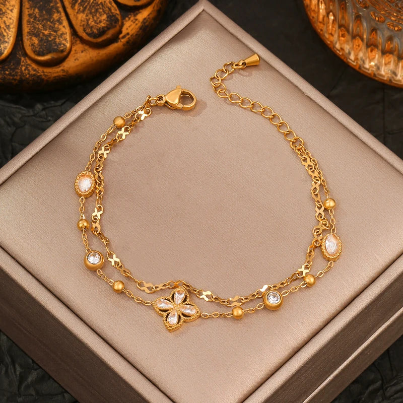 Gold Plated Lucky Clover Bracelet