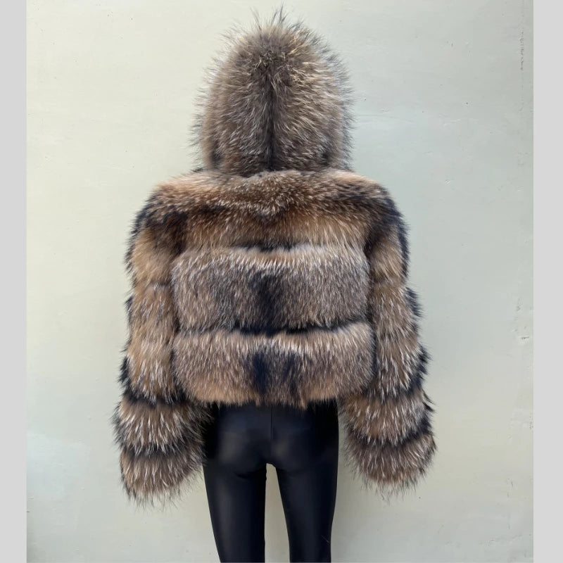 Women Hooded Fur Coat