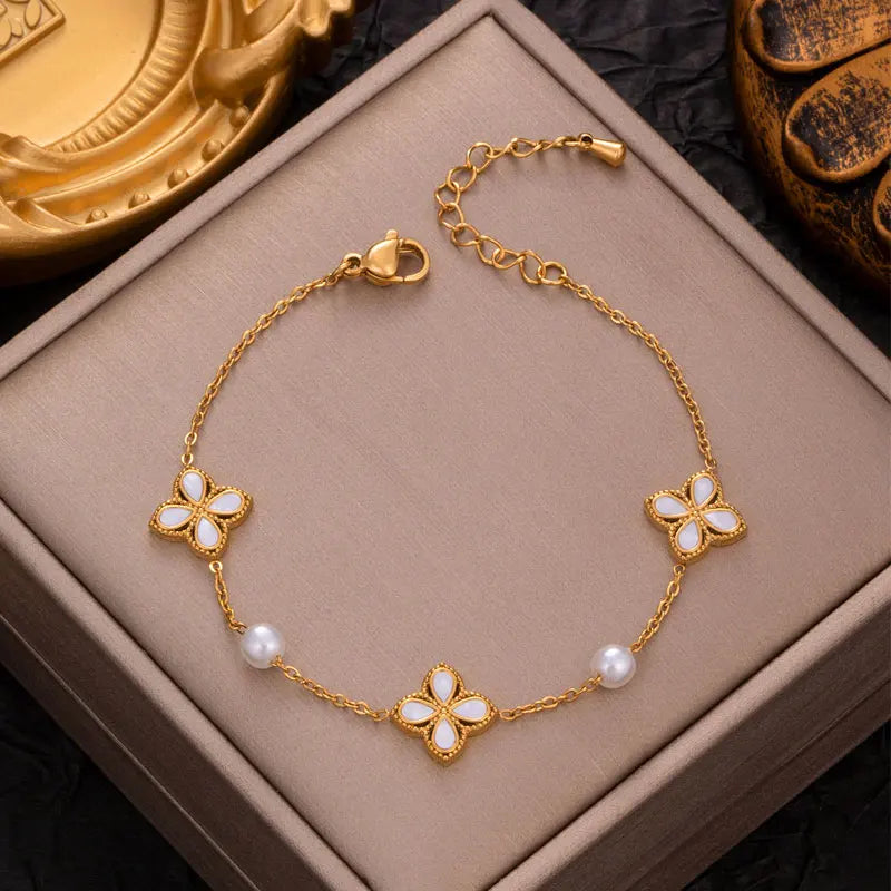 Gold Plated Lucky Clover Bracelet