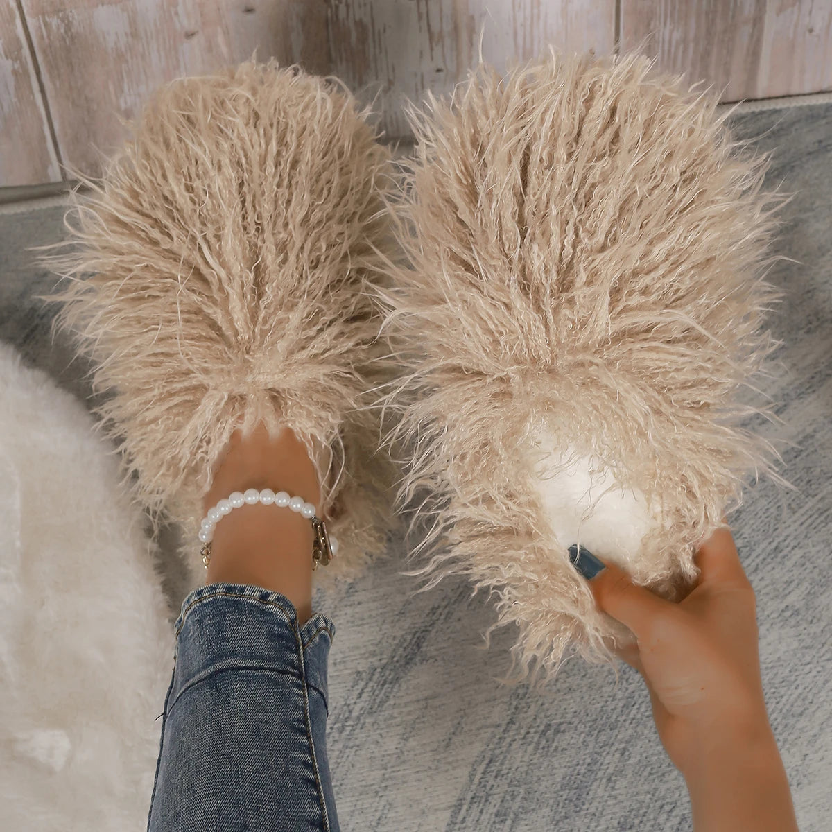 Luxury Furry Faux Slippers