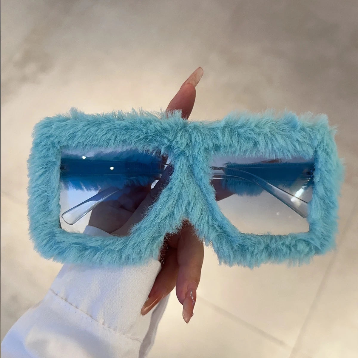 Oversized Square Women Sunglasses Furry Frame Shades