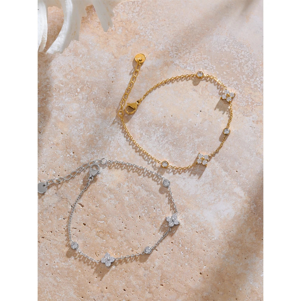 Cubic Flower Chain Bracelet